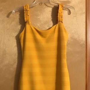Yellow gold ruffled BCBG dress